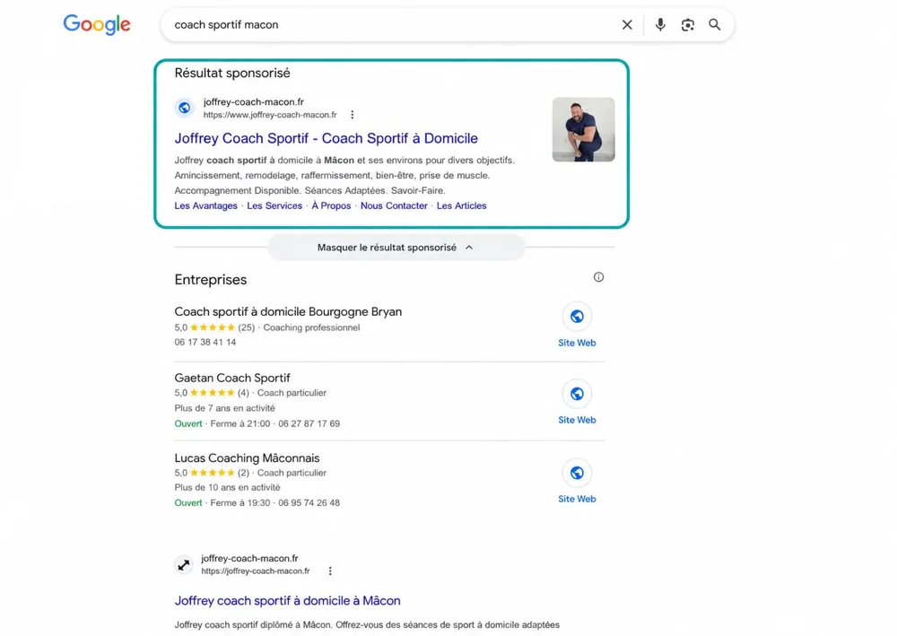 Aperçu de la présence en ligne de Joffrey, coach sportif